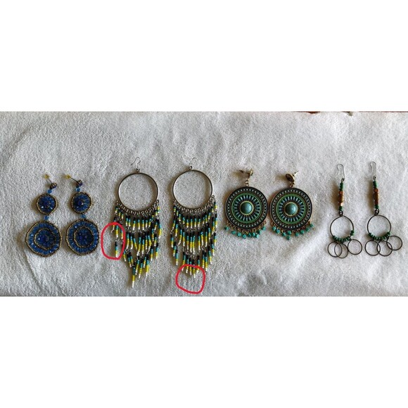 Jewelry - Earring Lot BOHO Seeds Beaded Bohemian Dangle Drop Hoop Chandelier Pierced